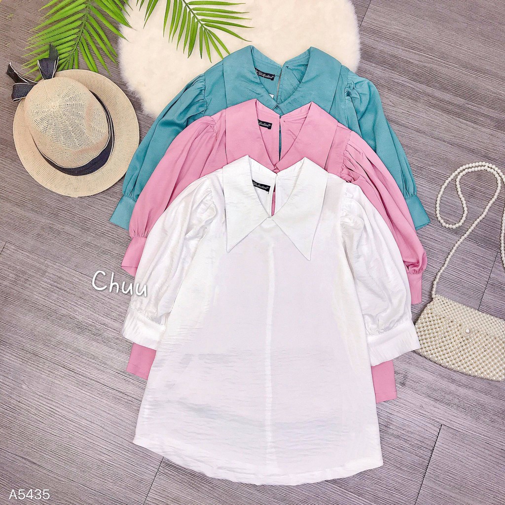 [ Mã WASTRUN4 giảm 10% tối đa 30K đơn 99K] Áo Sơ Mi Nữ Trắng Công Sở Lụa Tằm Ướt Cổ Nhọn CHUU A5435 | BigBuy360 - bigbuy360.vn