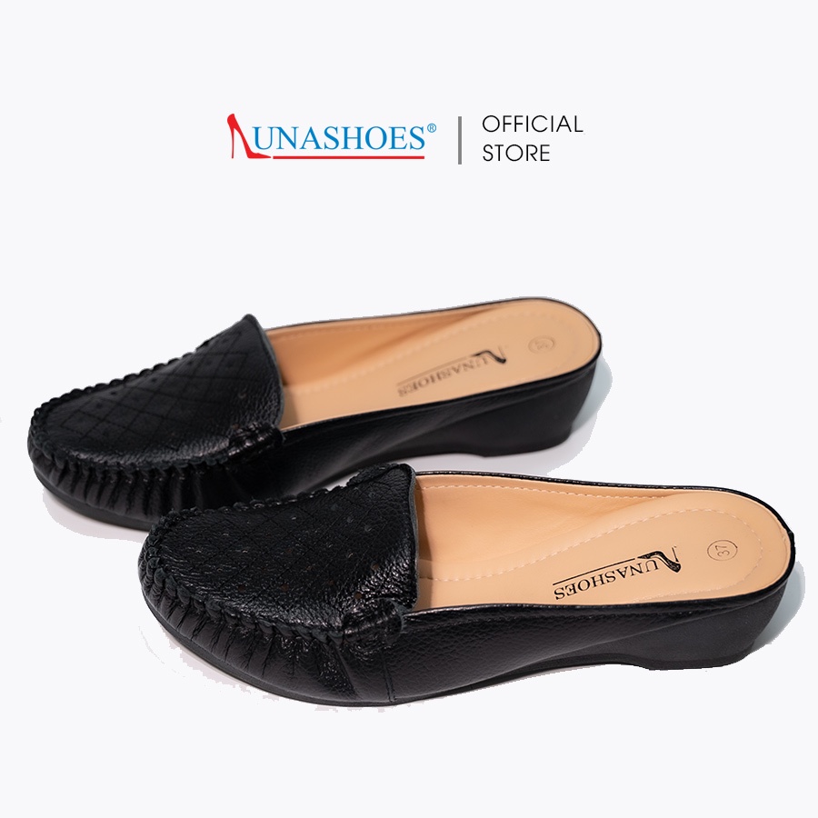 Sục nữ 3p LUNASHOES 32502 giày da bò thật chất lượng cao bảo hành 2 năm 1 đổi 1 dễ phối đồ đi êm dép trung niên cho mẹ