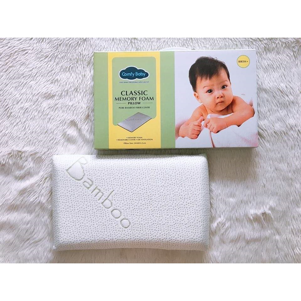 Gối cao su non chống ngạt vỏ sợi tre Bamboo cho bé Comfybaby