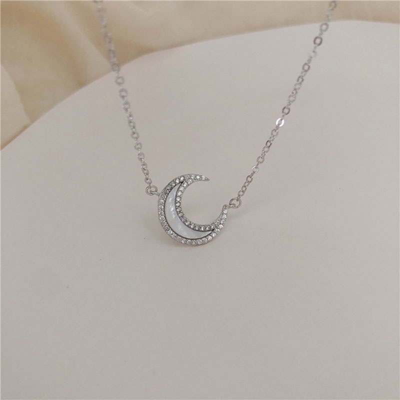 Vòng cổ Hình Mặt Trăng Mạ Bạc Đính Đá Thời Trang Cho Nữ