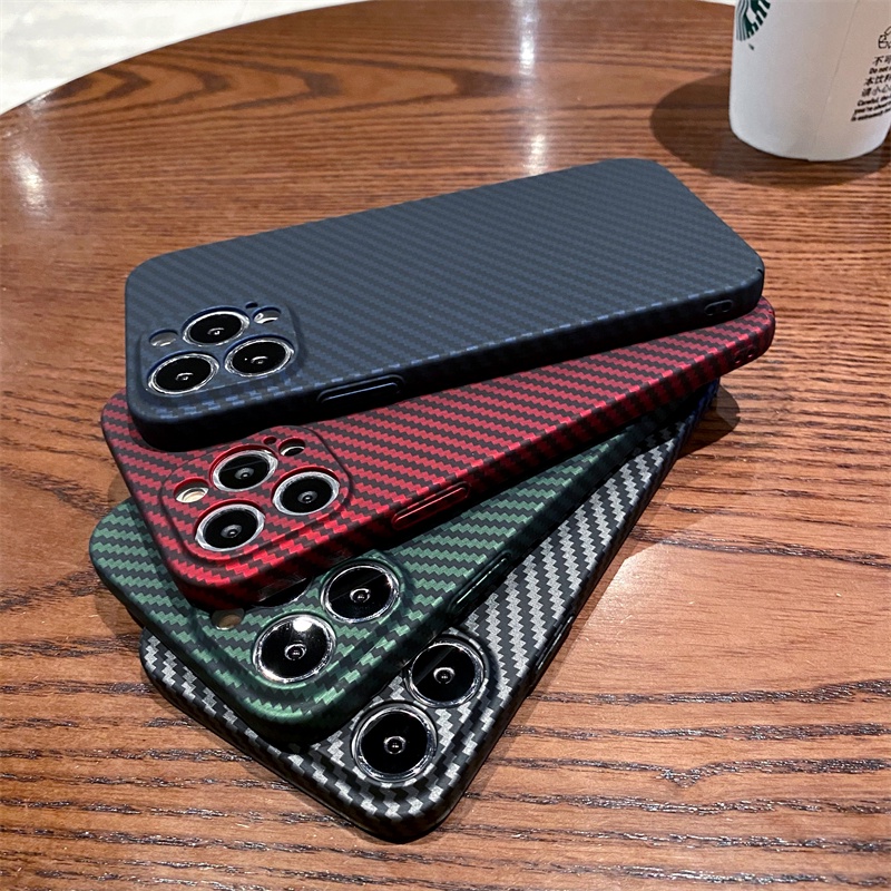 Ốp Điện Thoại Cứng Họa Tiết Sợi carbon Chất Lượng Cao Cho iPhone 12 13 11 Pro Max