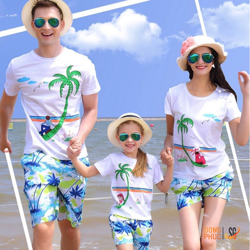 Đồ đi biển gia đình hội nhóm nam nữ team builing công ty nguyên set áo và quần nổi bật DDB16T | SG