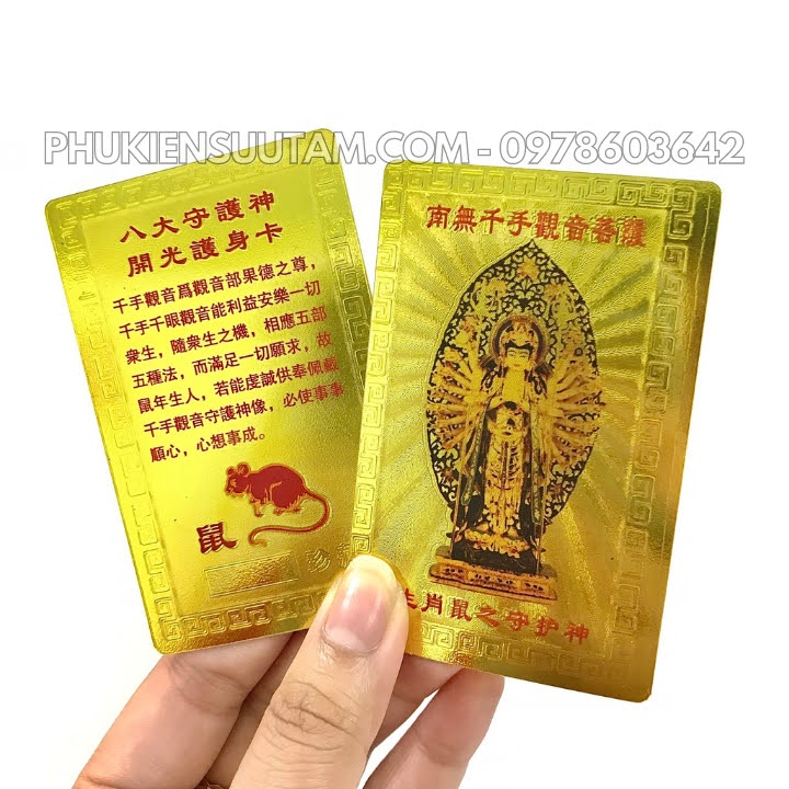 Thẻ Kim Bài Phật Bản Mệnh Tuổi Tý - Bồ Tát Thiên Thủ Thiên Nhãn - TMT Collection - SP005716