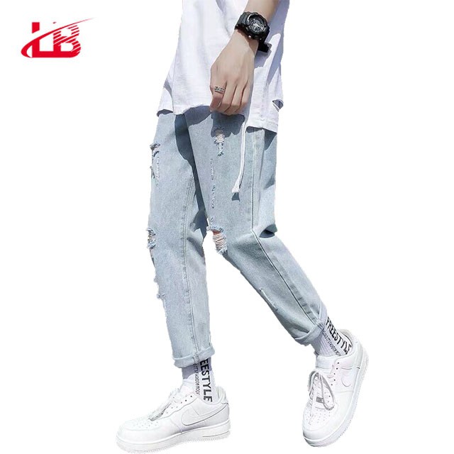 Quần baggy nam LB jean cotton dày dặn, cắt rách , ống rộng dáng suông, BGSH7 | BigBuy360 - bigbuy360.vn