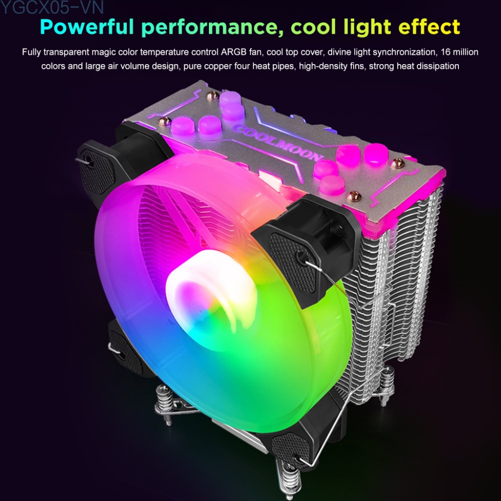 Quạt Tản Nhiệt Cpu Coolmoon X400 4pin Sata 4 Ống Đồng 5v 3pin Argb Cho Intel / Amd | BigBuy360 - bigbuy360.vn