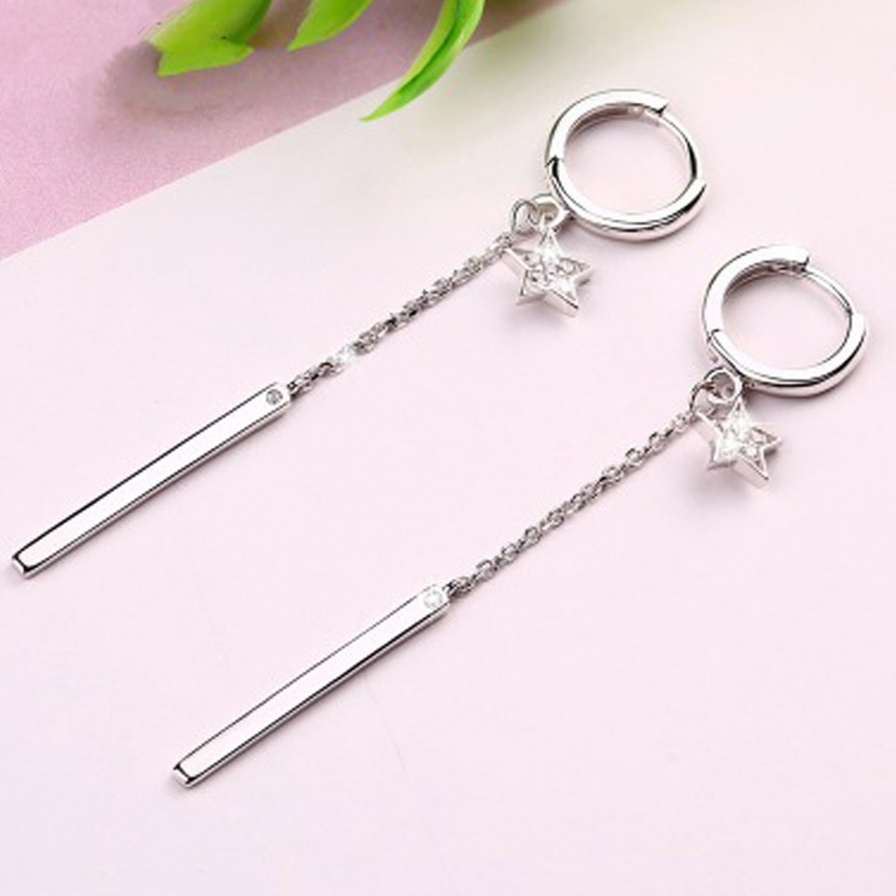 Khuyên tai dáng dài đính đá mặt hình ngôi sao dễ thương