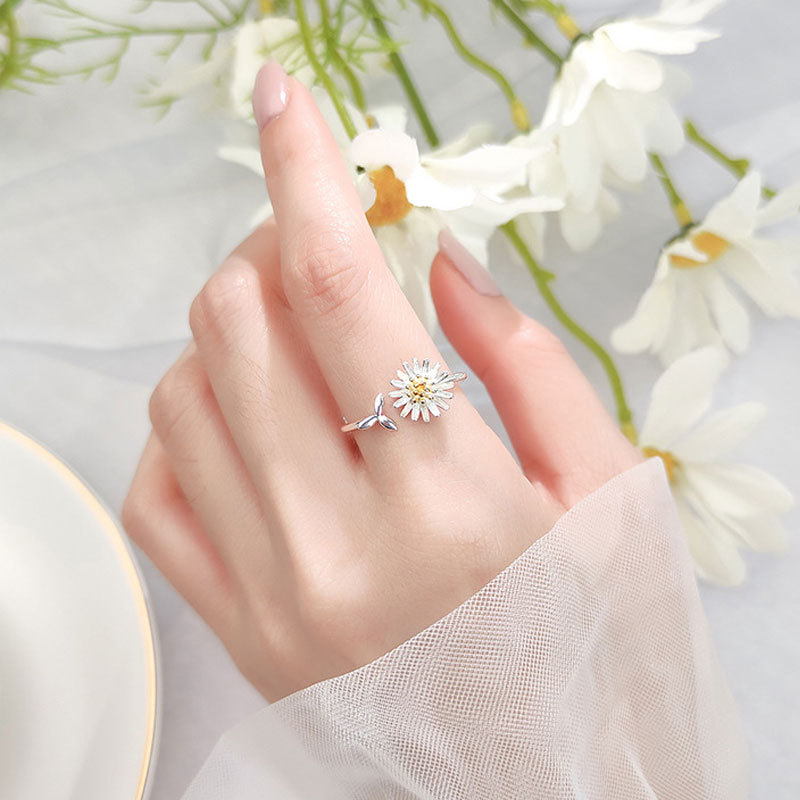 Nhẫn Bạc 925 Hình Hoa Cúc Thời Trang Hàn Quốc Cho Nữ