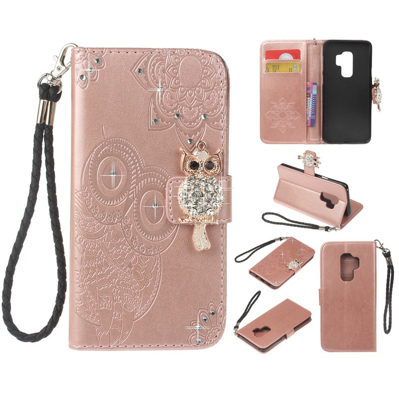 Rhinestone Owl Phone Case For Samsung S9 S9 Plus S8 S8 Plus Leather Phone Cover | BigBuy360 - bigbuy360.vn