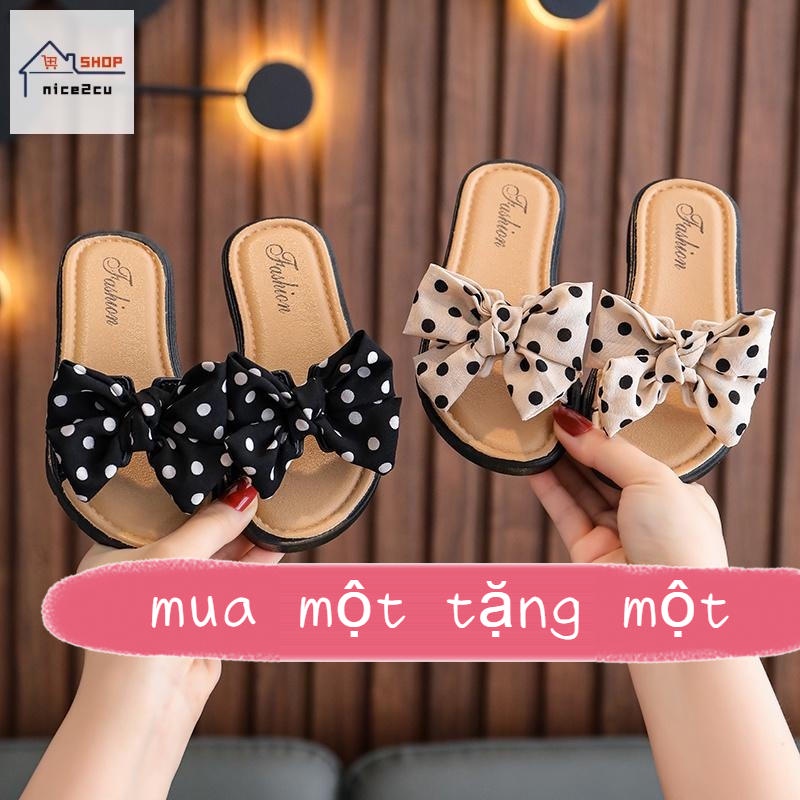 Dép Sandal Đế Mềm Chống Trượt Đính Nơ Họa Tiết Chấm Bi Dễ Thương Dành Cho Bé Gái dép đi biển trẻ em dép cho bé gái 5 tuổi 2 tuổi dép cho bé gái dép đôi mẹ và bé