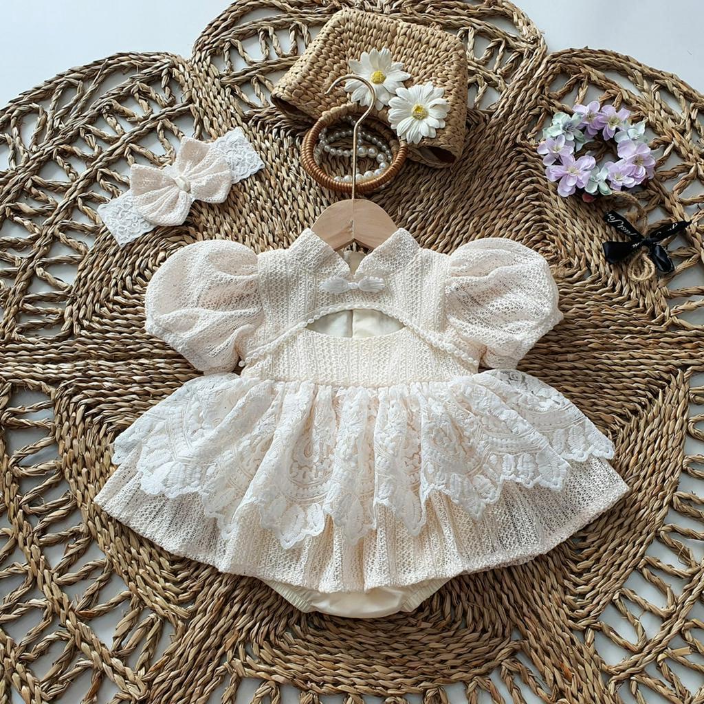 Set Váy Bé Gái Kèm Giày Và Turban. Set Váy Đầy Tháng Cho Bé Chất Đẹp, Giầy Công Chúa Bé Gái, Đầm Đầy Tháng