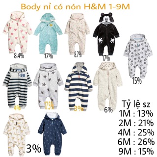 BÁN SỈ Body Nỉ Bông bé trai, bé gái H&M.