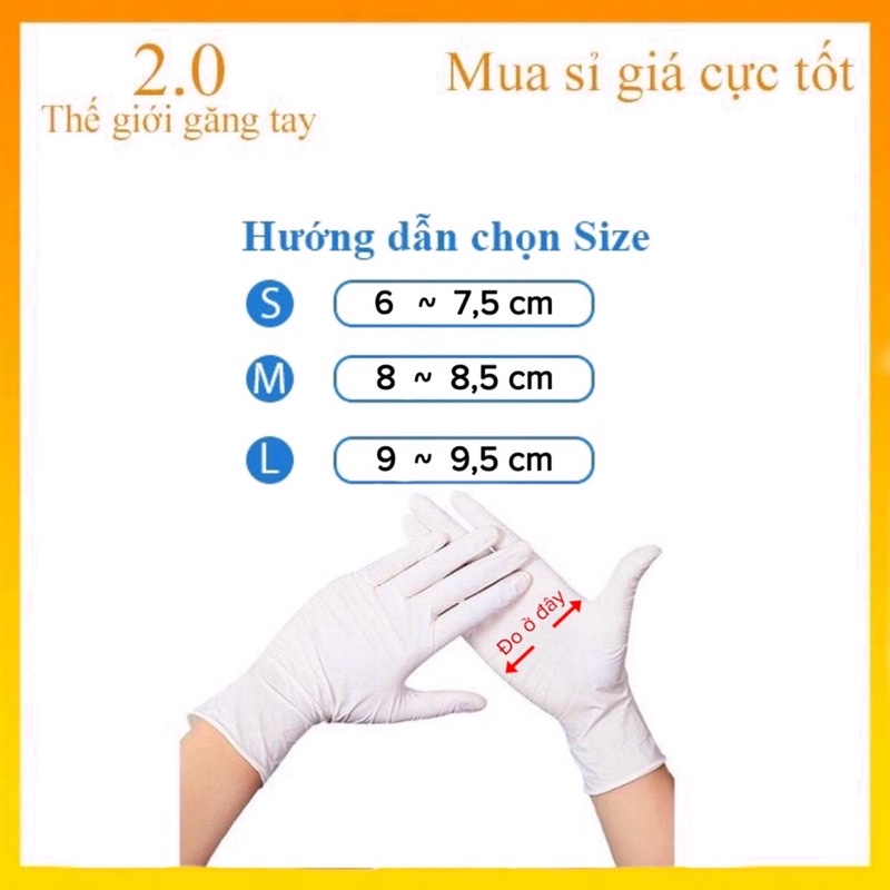 Găng Tay Cao Su Siêu Dai Không Bột Nhám Ngón Hộp 100 Chiếc,Sử Dụng Trong Tóc Spa Phun Xăm Thẩm Mỹ...
