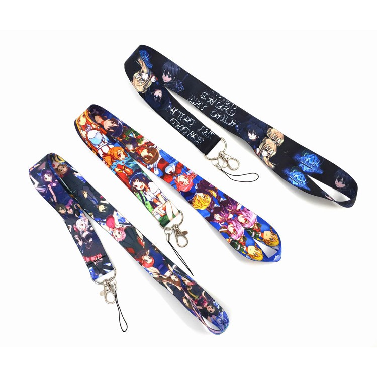 3 màu Sword Art Online Lanyard Dây buộc chống thất lạc Dây buộc thể thao chống rơi Dây buộc đeo cổ Dây buộc tai nghe Bluetooth Dây buộc