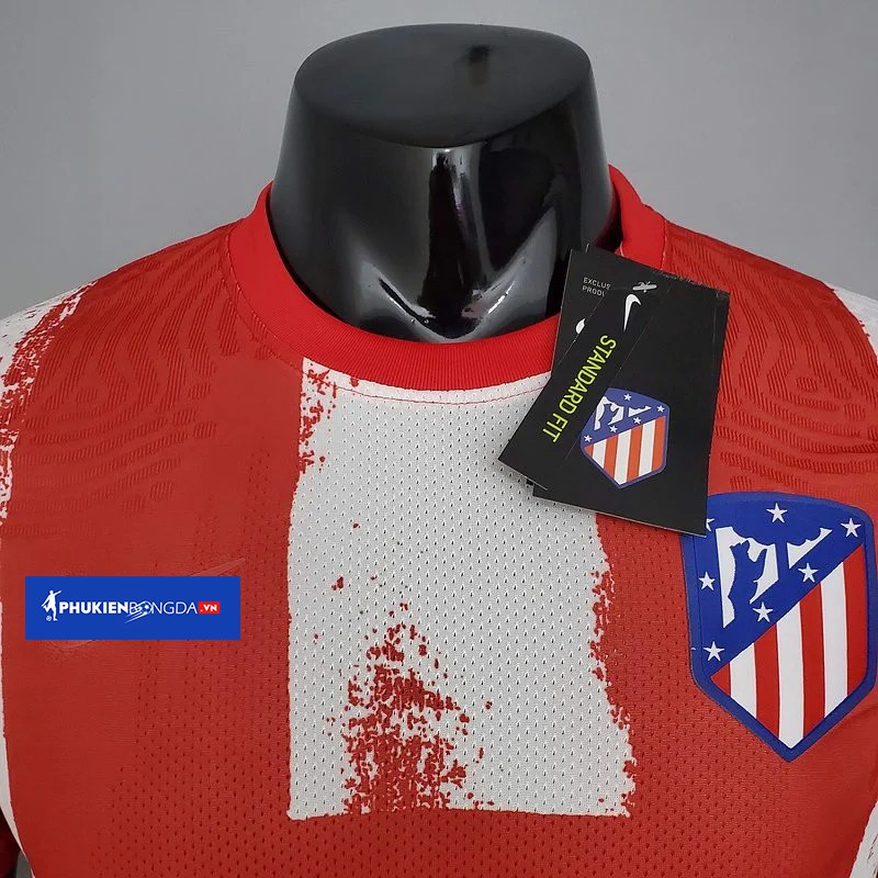 Áo Atletico Madrid sọc đỏ trắng sân nhà 2021/22 bản Body Fit PLAYER SF cao cấp