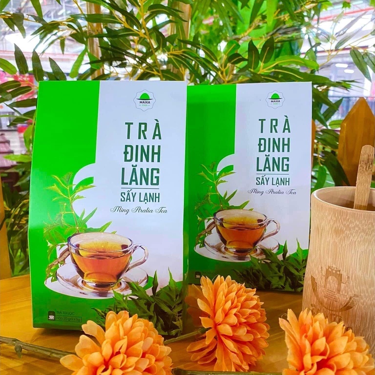 [Sấy Lạnh] Trà Đinh Lăng MaikaFood Hộp 25 Gói Lọc - Giúp An Thần, Giảm Stress, Ngủ Ngon