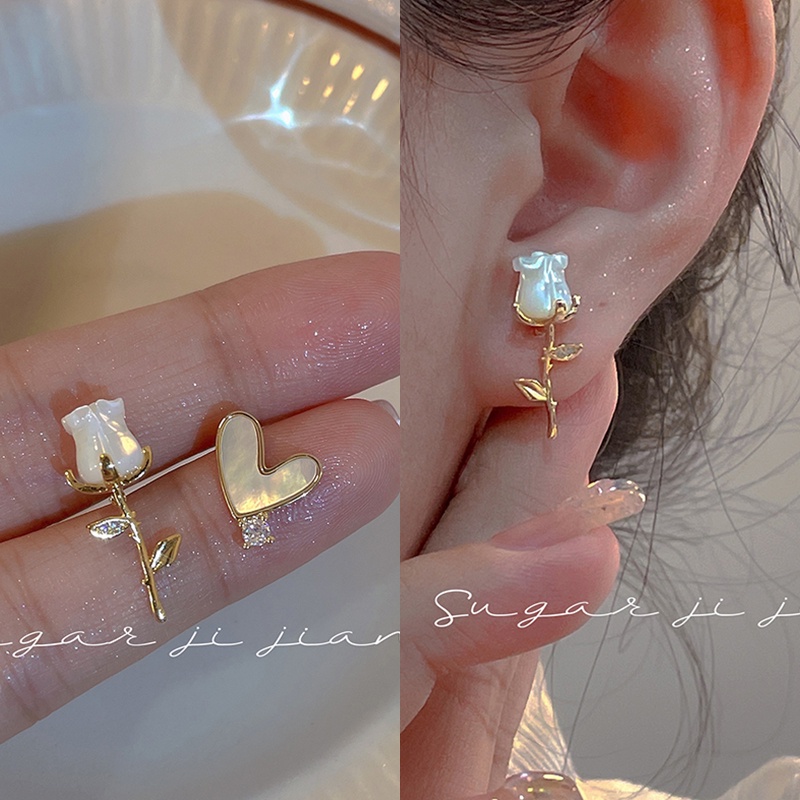 Bông Tai Hình Trái Tim Đính Đá Thời Trang Cho Nữ