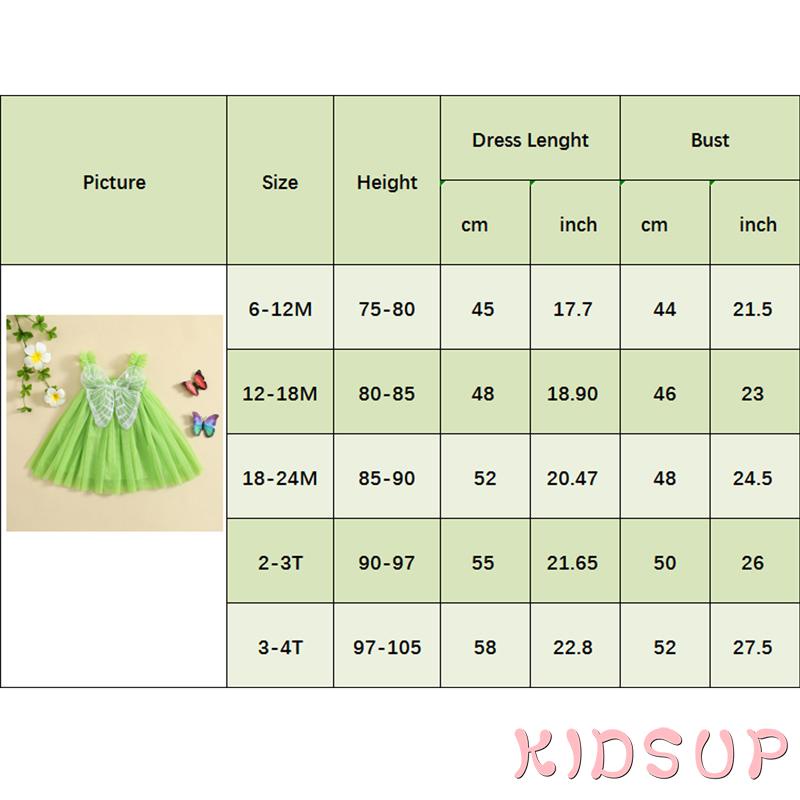 Đầm Công Chúa Không Tay Vải Tuyn Màu Xanh Lá Đính Bướm Dành Cho Bé Gái 1 Tuổi