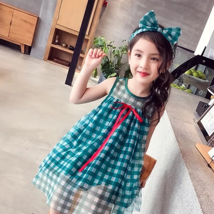 [Xả kho thanh lý] Váy bé gái kẻ nơ cực yêu [10-23kg]