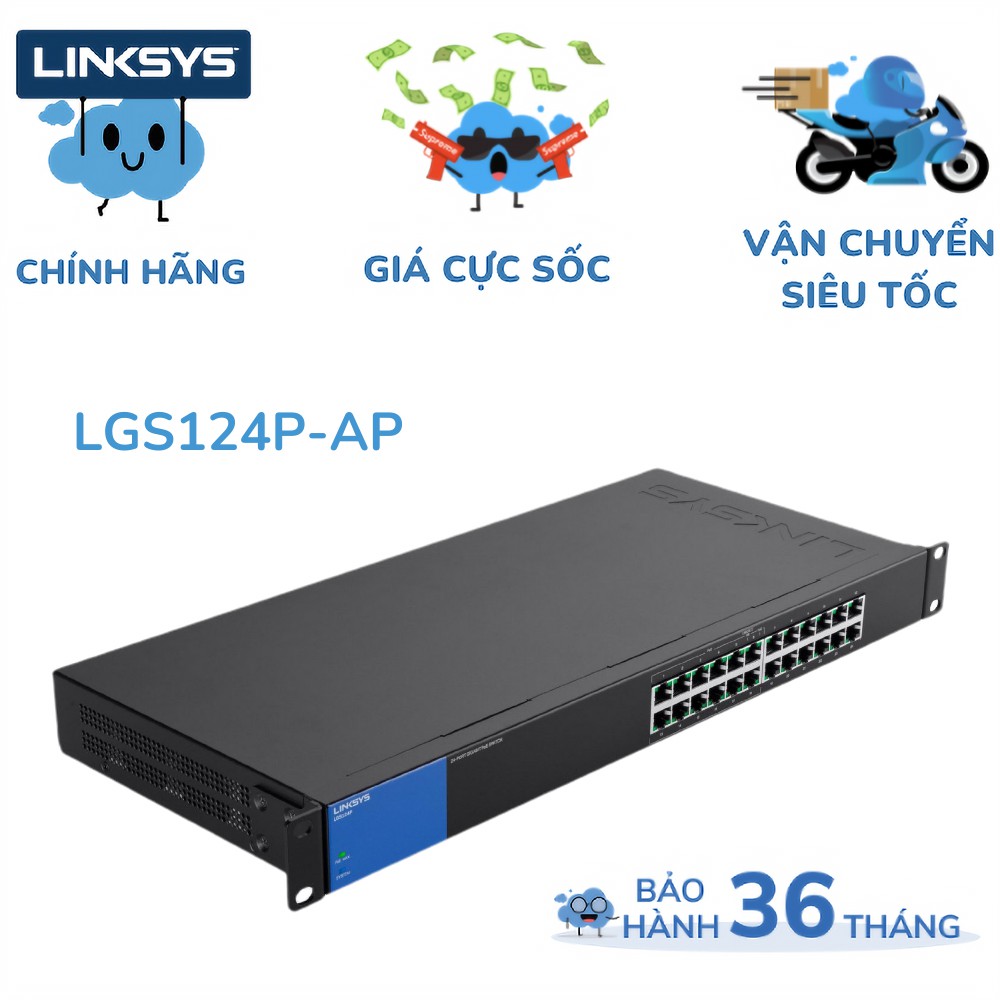 Thiết bị chia mạng LINKSYS LGS124P unmanaged 24-port poe+ business gigabit switch