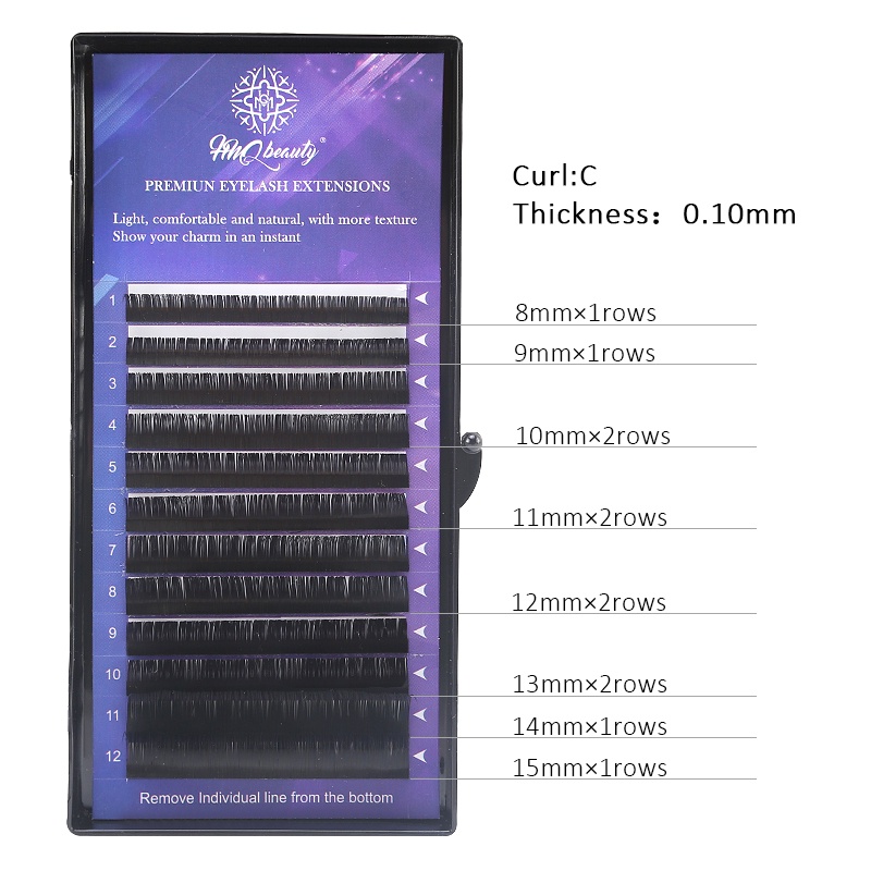 12Rows C Curl giả lông mi đen 8-15mm giả kết hợp trang trí của lông mi tự nhiên mềm tổng hợp nâng cao