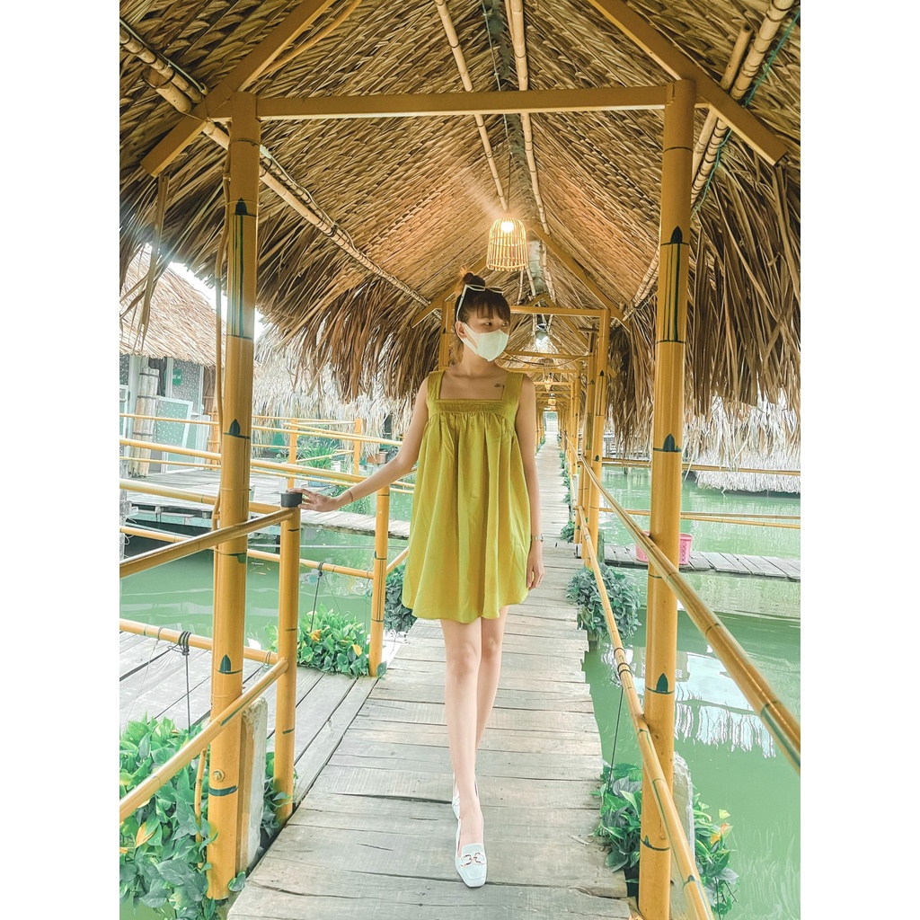 Đầm babydoll đi biển tặng kèm quần váy 2 dây chéo lưng dáng maxi thích hơp bận đi chơi tiệc tùng Ulzzang xukastore