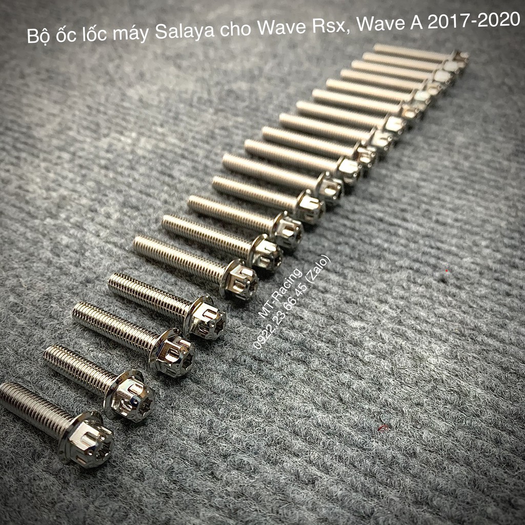  Bộ Ốc Lốc Máy Salaya Inox304 Cho Wave A 2017-2020, Wave Rsx, Wave S110 ( Có Bảo Hành)