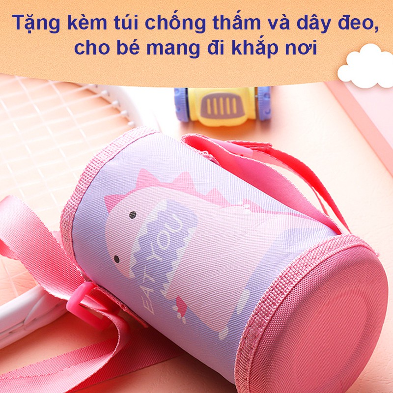 Bình nước cho bé đi học có ống hút cute gái M-SB09