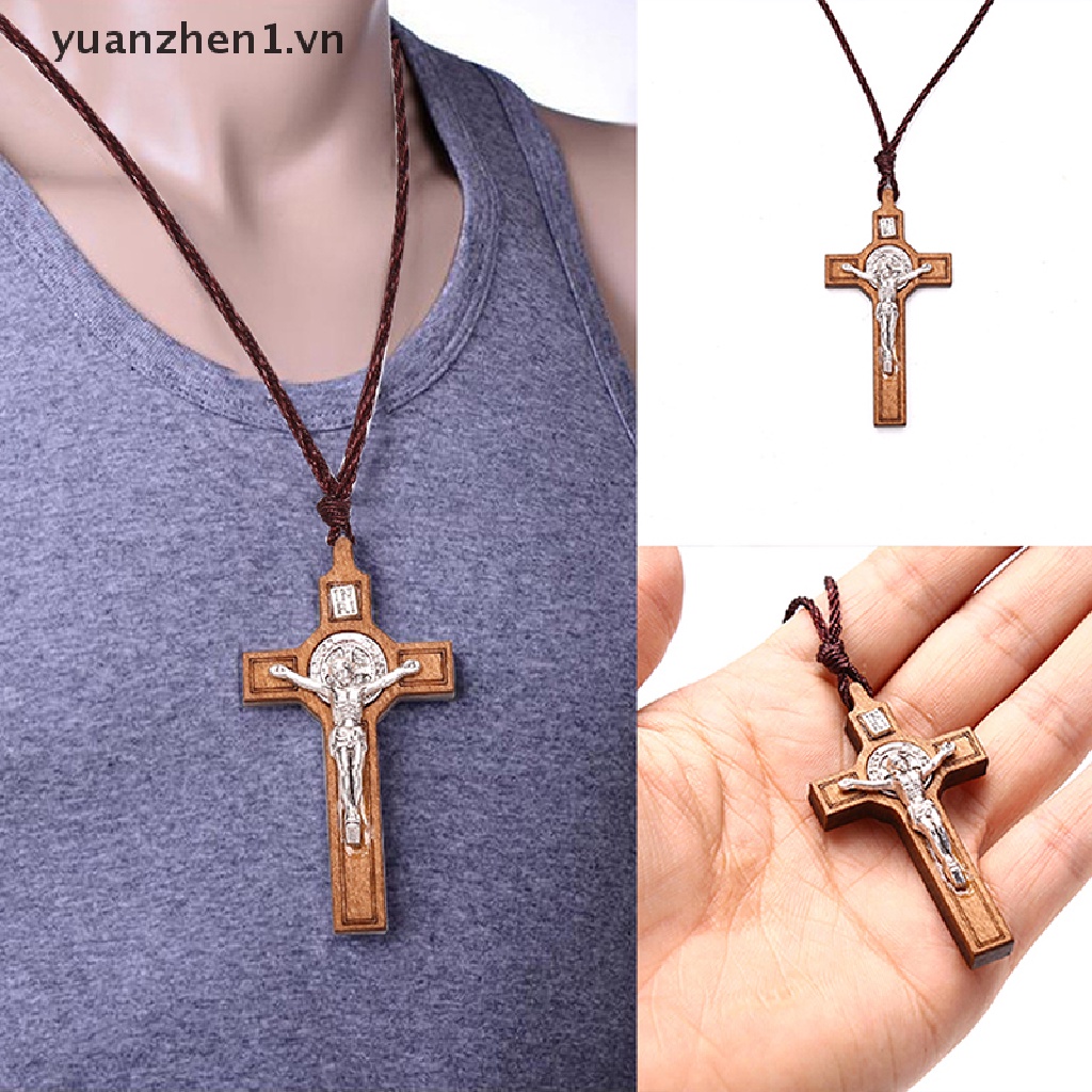 Vòng cổ Mặt Gỗ Hình Thánh Giá Phong Cách Retro