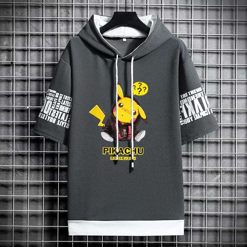 Áo hoodie ngắn tay dáng rộng phong cách Hàn Quốc dành cho nam