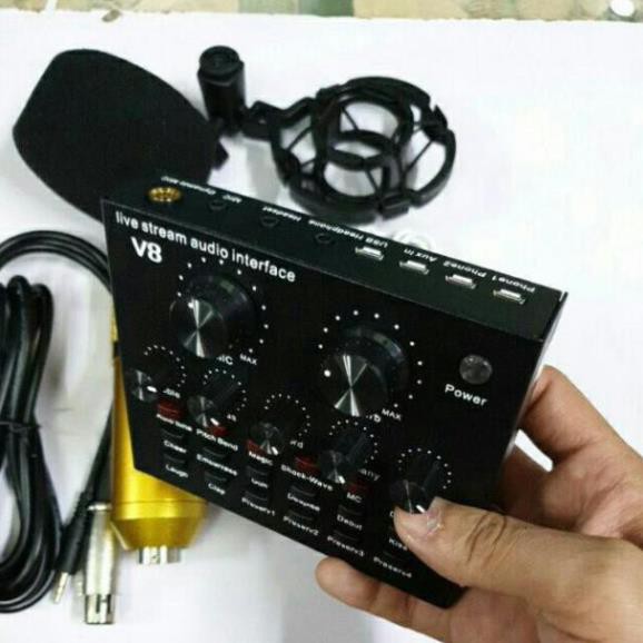 AUTOTUNE livestream combo BM900 SOUND CARD V8 BLUETOOTH bản tiếng anh