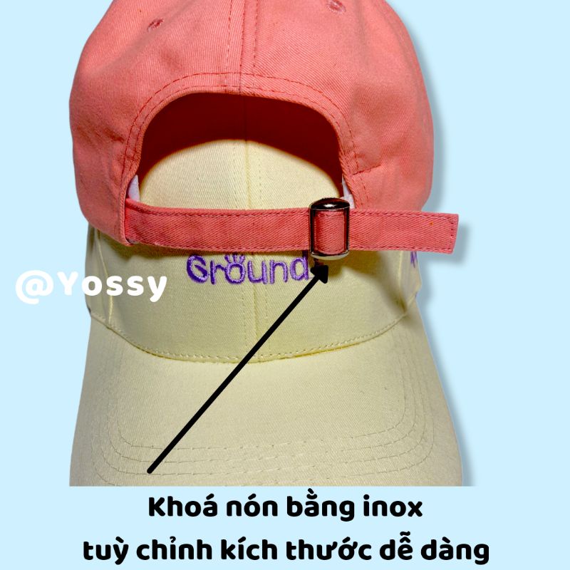 Mũ lưỡi trai nam nữ Yossy thêu chữ Ground phong cách Hàn Quốc ❤ Nón kết kaki unisex cao cấp