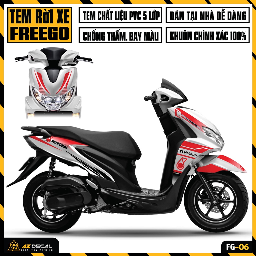 Tem Xe FreeGo 125 Mẫu Petronas | FG-06 | Decal Rời Dán Xe Yamaha FreeGo Đẹp, Chống Nước, Chống Phai Màu