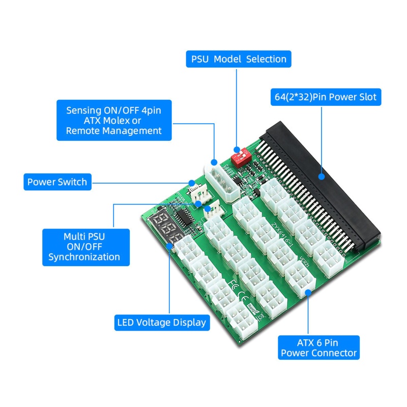 Bảng Mạch Nguồn Chuyển Đổi Atx 16X6Pin 12V