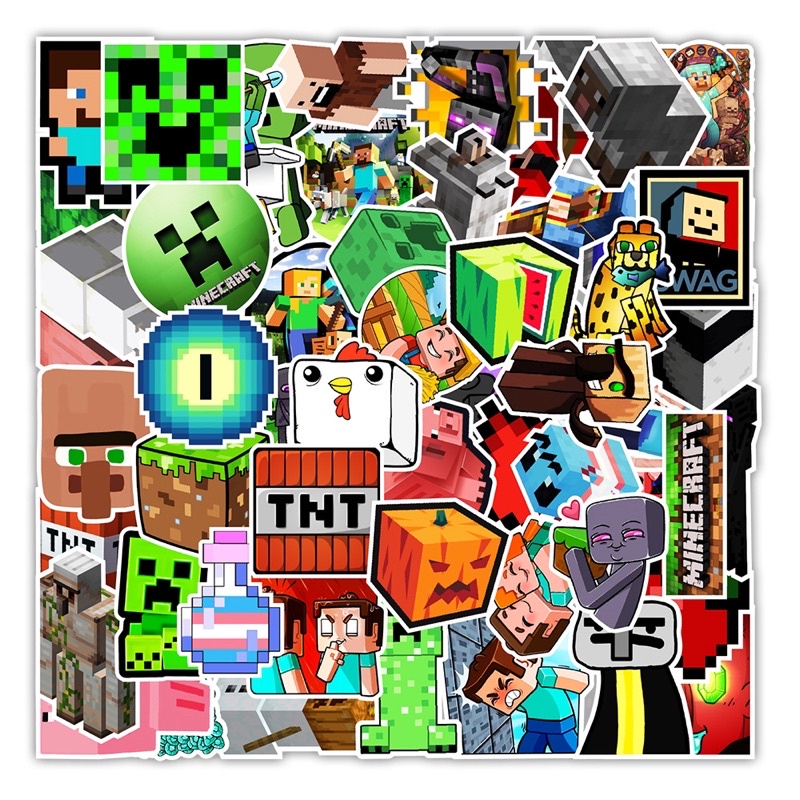 Hình Dán Sticker Minecraft Chống Nắng, Chống Nước Dán Mũ Bảo Hiểm, Vali, Điện Thoại