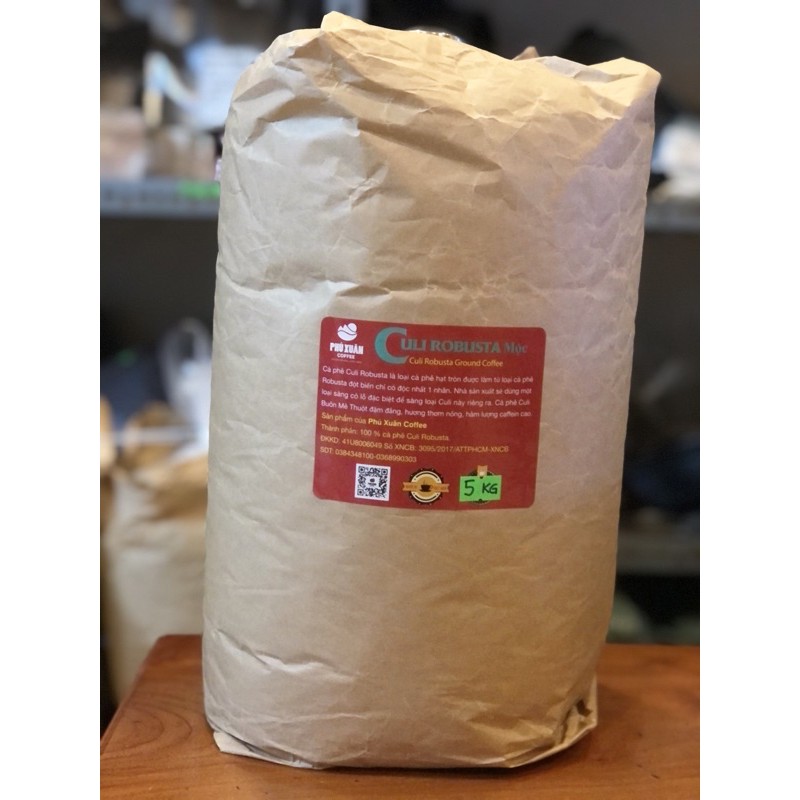 5KG CÀ PHÊ HẠT RANG MỘC NGUYÊN CHẤT GIÁ SỈ CULI ROBUSTA PHÚ XUÂN COFFEE - DÀNH CHO QUÁN PHA PHIN PHA MÁY