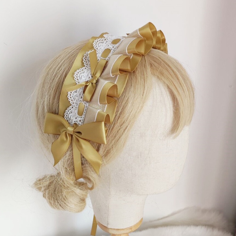 Băng Đô Ren 10MK Xếp Ly Đính Nơ Phong Cách Lolita