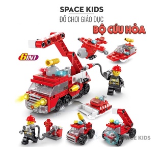 Đồ chơi Lego city 6 trong 1 xe Cứu hỏa 142 chi tiết cho bé lắp ráp mô hình, Đồ chơi lắp ghép Lego giá rẻ