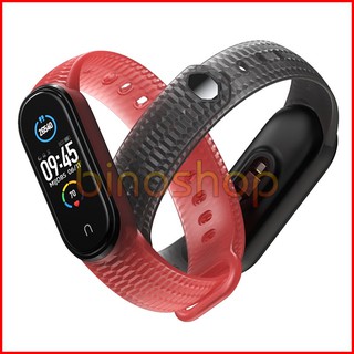 Dây đeo miband 5 cao su vân sần trong suốt nút kim loại Mi band 5 MIJOBS