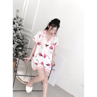 Bộ ngủ pyjama lụa mango phối màu siêu xinh Pijama lụa mango
