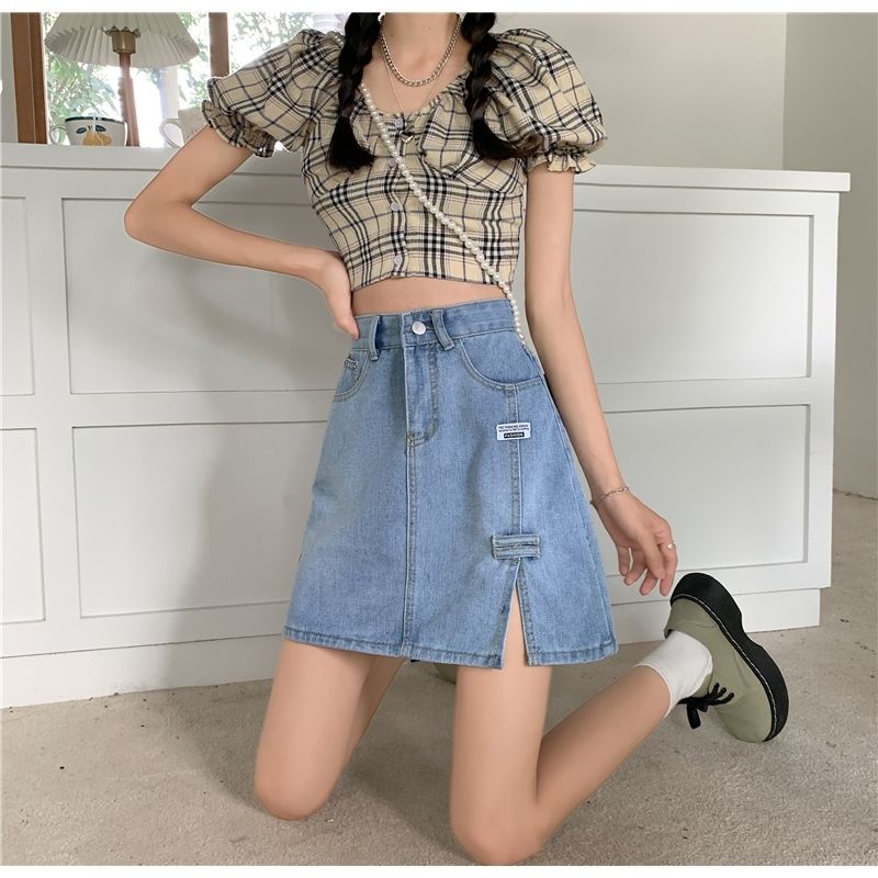 Chân váy jean Lưng Cao Thiết Kế Mới Thời Trang Mùa Hè Dành Cho Nữ