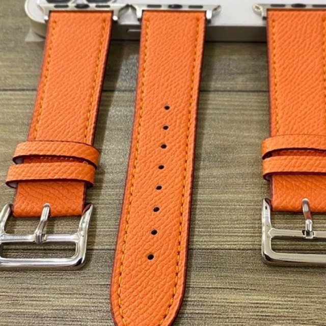 DÂY DA SẦN HERMES MÀU CAM DÀNH CHO ĐỒNG HỒ THÔNG MINH