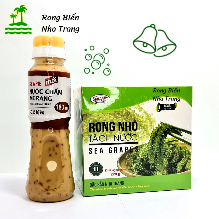 Rong nho tách nước Sea Việt hộp 220g 11 gói - Tặng 1 chai nước chấm mè rang Kewpie 180ml