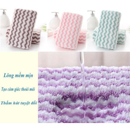 ⚡️𝐅𝐑𝐄𝐄 𝐒𝐇𝐈𝐏⚡️ Khăn Mặt Lông Cừu Xuất Hàn Vân Kẻ Sọc 35x75cm (T8 KẺ SỌC)