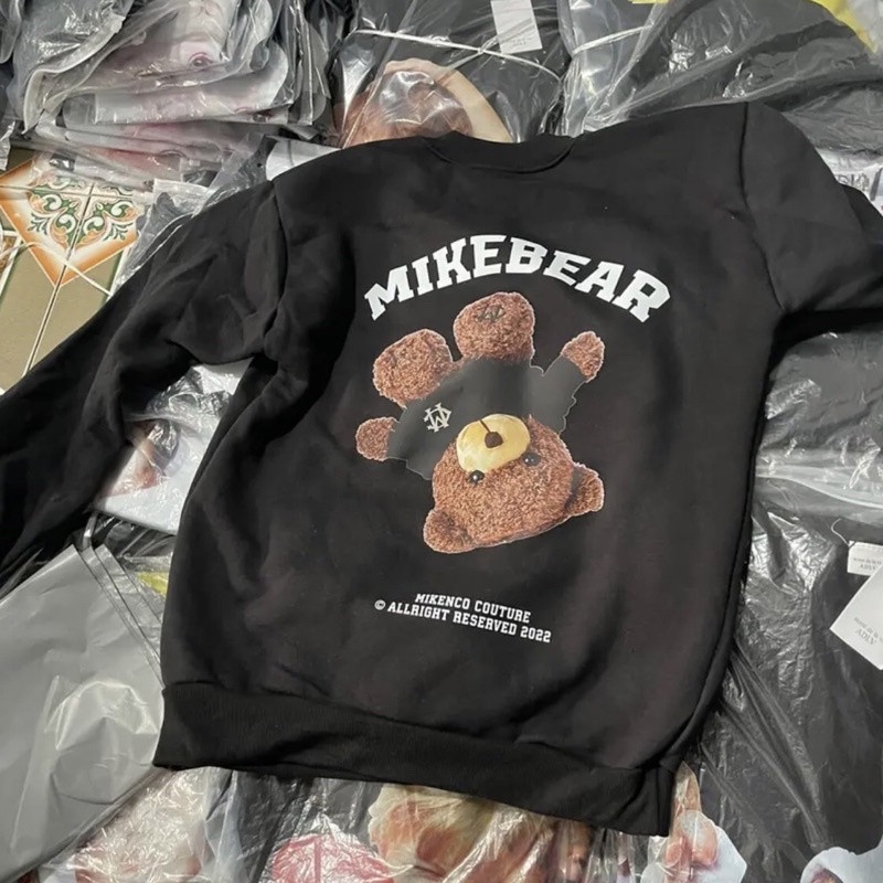 Áo Thun Dài Tay Nam Mikebear  Áo Nỉ Nam Mikebear Chất Vải Nỉ Cotton Cao Cấp Dày Dặn Không Phai Xù .mã Gấu