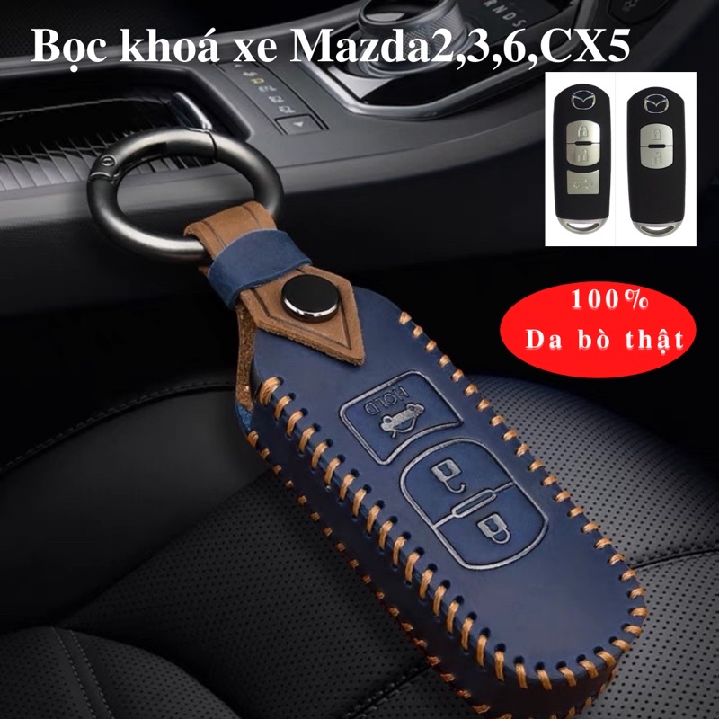 Bao da bò thật khóa Mazda Cx5, Mazda 3, Mazda6... Ốp chìa khóa cho xe Mazda 2, 3, 6, cx5