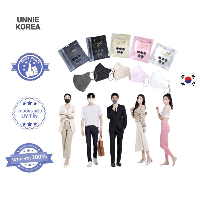 Set 1 túi 5 chiếc khẩu trang màu Hàn Quốc HO PREMIUM MASK size người lớn