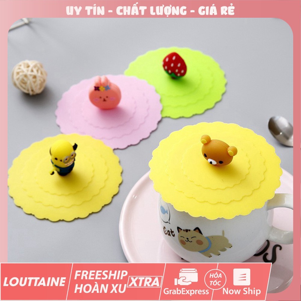 [Hàng Chuẩn Loại 1] Nắp đậy ly cốc nước bằng silicon siêu cute dễ thương xinh xắn miếng chống bụi hút chân không