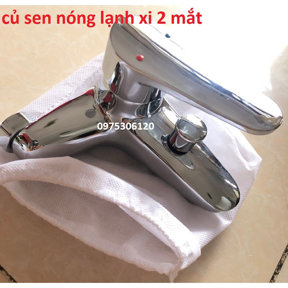 [HÀNG ĐÚC] Củ Sen Tắm NÓNG LẠNH N2004 Fotar chất liệu đồng thau mạ crome củ 2 mắt, lớp xi dày 5 lớp, hàng nước mạnh