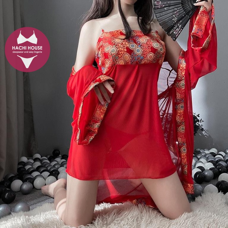 Bộ đồ cosplay mỹ nữ Trung Hoa gợi cảm với váy ngực + áo choàng xuyên thấu 608