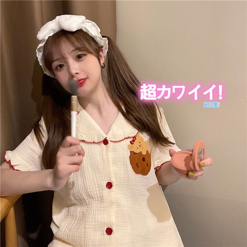Bộ đồ ngủ cotton ngọt ngào của Nhật Bản cho phụ nữ mùa hè